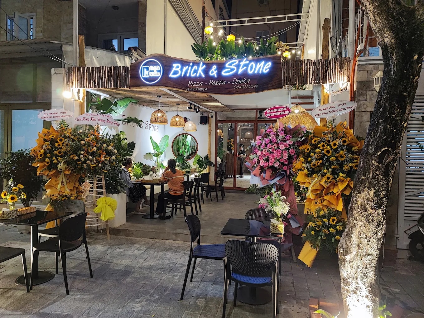 Brick & Stone offers a casual and comfortable space with open seating and a relaxed vibe